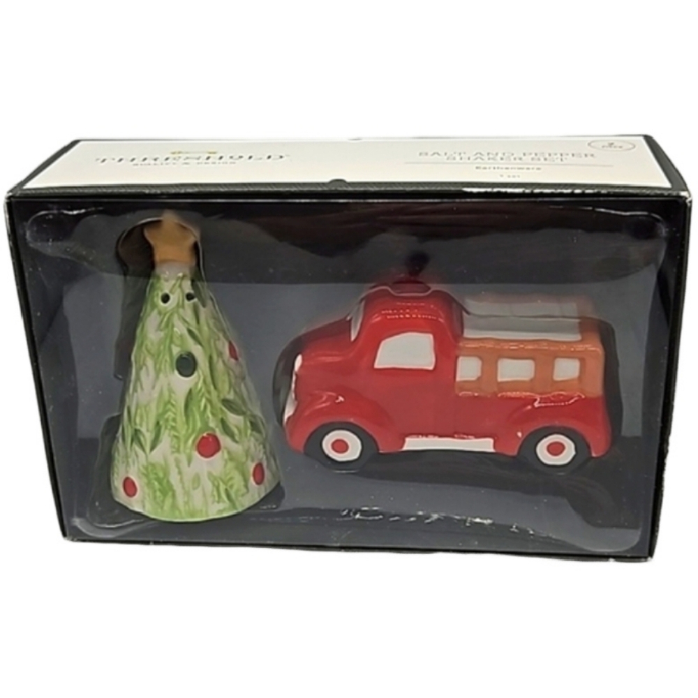 Threshold fire truck salt and pepper shaker set NIB 2018